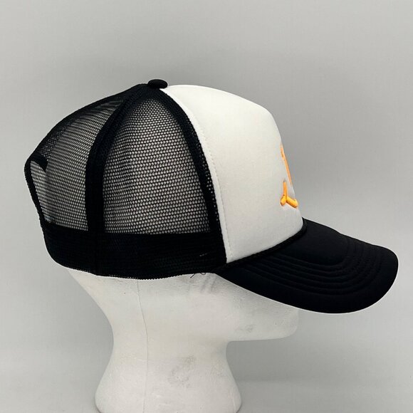 Smiley Face Trucker Hat Cap Mesh Back Black White Snap Back By Outdoor Cap - Picture 5 of 13